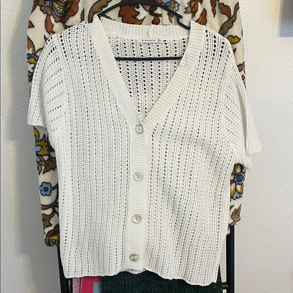 Staccato White Knit Cardigan